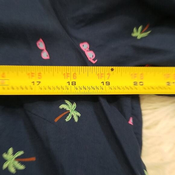 NWT Talbots Navy Blue Novelty Print Sunglasses and Palm Tree Button Up Shirt - Picture 6 of 7